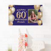 60e verjaardag van de marineblauw en goudballonnen spandoek (Insitu)