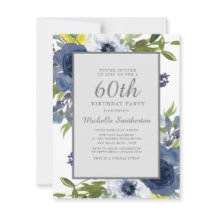 60e verjaardag van de marinegeel-witte Floral