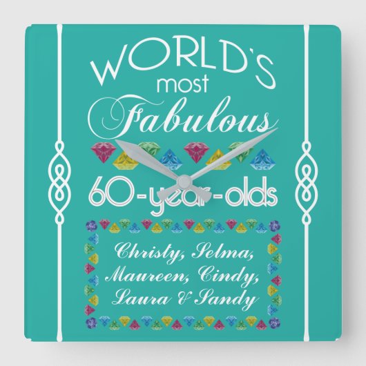 60e verjaardag van de meest verbluffende groep vri vierkante klok (Voorkant)