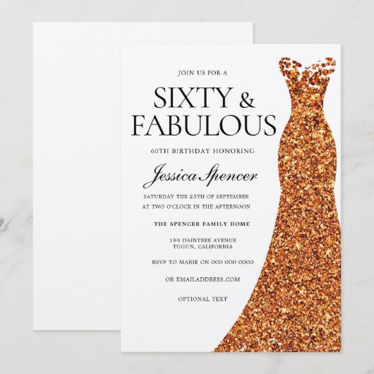60e verjaardag van de Oranje dress Sixty & Fabulou Kaart (Voorkant / Achterkant)