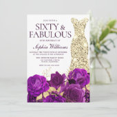 60e verjaardag van de Paarse en goudprijs Kaart (Staand voorkant)