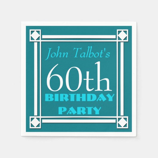 60e verjaardag van de Retro W Lijst paper Napkins Servet (Voorkant)