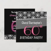60e verjaardag van de Silver en de Zwarte Floral B Kaart (Voorkant / Achterkant)