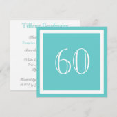 60e verjaardag van de uitnodiging - Aqua (Voorkant / Achterkant)