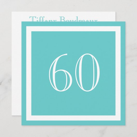 60e verjaardag van de uitnodiging - Aqua (Voorkant / Achterkant)
