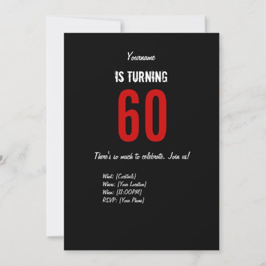 60e verjaardag van de uitnodiging van Hero-partij (Achterkant)