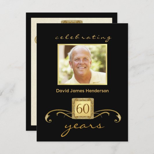 60e verjaardag van de uitnodigingen van de Birthda (Voorkant / Achterkant)