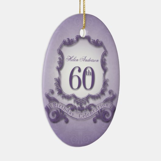 60e verjaardag van de verjaardag van de gepersonal keramisch ornament (Rechts)