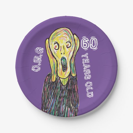 60e verjaardag van de verjaardag van het feest van papieren bordje (Voorkant)