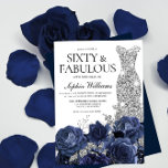 60e verjaardag van de zeemuilen en de zilverdiaman kaart<br><div class="desc">Navy Flowers & Silver Diamond Dress 60th Birthday Invite Bekijk passend collectie in Niche en Nest Store</div>