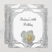 60e verjaardag van de zilveren kant Witte Rose Kaart (Voorkant / Achterkant)