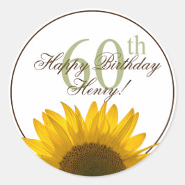60e verjaardag van de zonnebloem ronde sticker