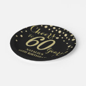 60e verjaardag van de zwarte en gouddiamant papieren bordje (Gekanteld)