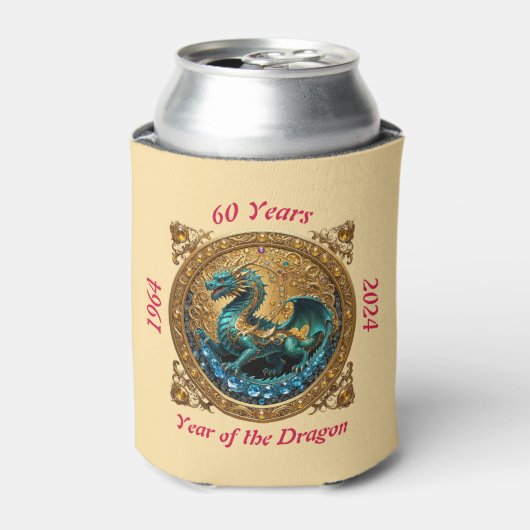 60e verjaardag van Dragon Chinese Zodiac Beer Blikjeskoeler (Blikje Voorkant)