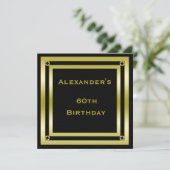 60e verjaardag van Elegant Black & Gold Framed-Man Kaart (Staand voorkant)