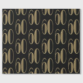 60e verjaardag van Elegant Gold en Black Cadeaupapier (Vlak)
