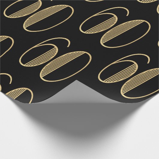 60e verjaardag van Elegant Gold en Black Cadeaupapier (Hoek)