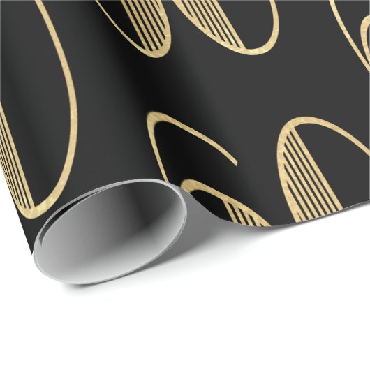 60e verjaardag van Elegant Gold en Black Cadeaupapier (Rol Hoek)