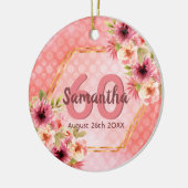 60e verjaardag van het koraal goudbloemen keramisch ornament (Links)