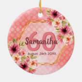 60e verjaardag van het koraal goudbloemen keramisch ornament (Achterkant)