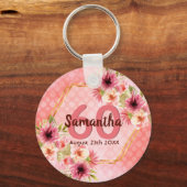 60e verjaardag van het koraal goudbloemen sleutelhanger (Voorkant)