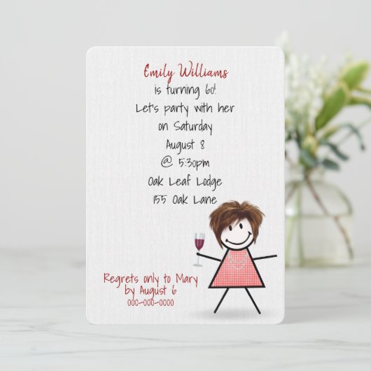 60e verjaardag van het meisje met wijn kaart (Staand voorkant)