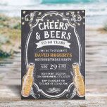 60e verjaardag van het roer- en bierbord kaart<br><div class="desc">Cheers & Beers Rustic Chalkboard 60th Birthday Invitations.</div>