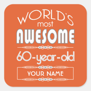 60e verjaardag van het Sinaasappel van de Beste Fa Vierkante Sticker