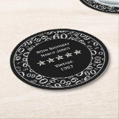 60e verjaardag van het thema Zwart-wit Ronde Kartonnen Onderzetter (Gebogen)