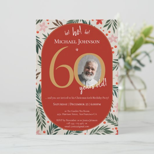 60e verjaardag van Kerstmis Kaart (Staand voorkant)