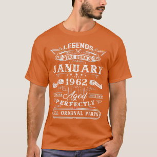 60e verjaardag van legende geboren in januari 1962 t-shirt