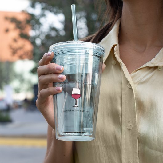 60e verjaardag van perfecte wijn acryl drinkbeker
