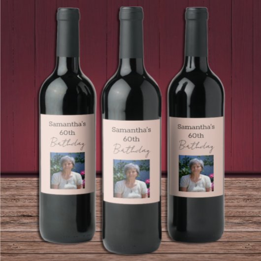 60e verjaardag van perfecte wijn etiket