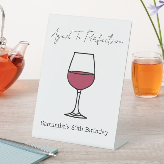 60e verjaardag van perfecte wijn reclamebord met voetstuk (Insitu)