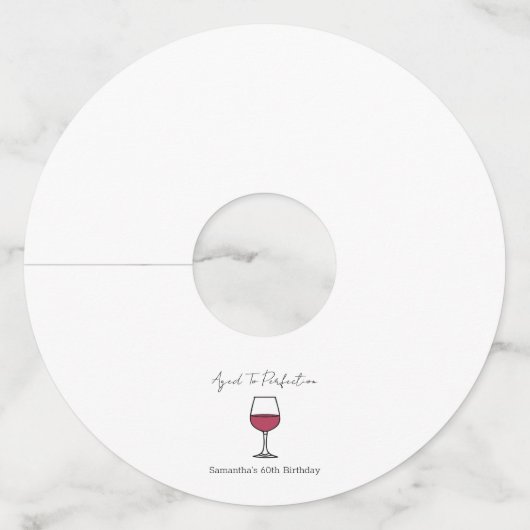 60e verjaardag van perfecte wijn wijnglaslabel (Voorkant)