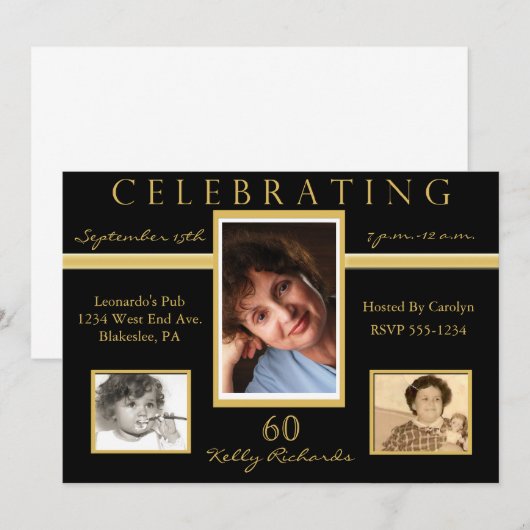 60e verjaardag van Tri Foto-uitnodigingen van Tri Kaart (Voorkant / Achterkant)