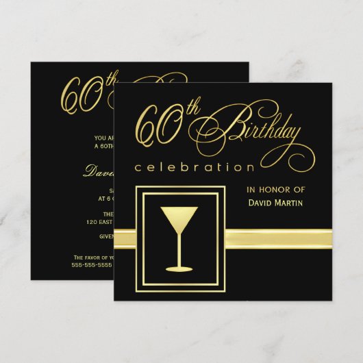 60e verjaardag van uitnodigingen van de Birthday - (Voorkant / Achterkant)