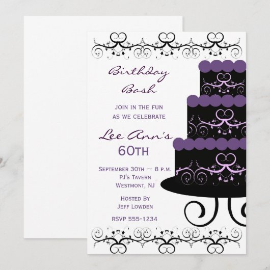 60e verjaardag van uitnodigingen van de Paarse wer (Voorkant / Achterkant)