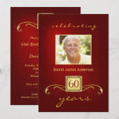 60e verjaardag van uitnodigingen van de Partij van (Voorkant / Achterkant)