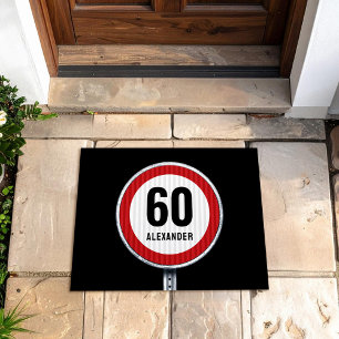 60e verjaardag VERKEERSBORD voor elke leeftijd Deurmat