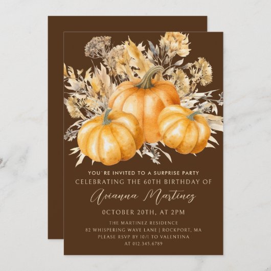 60e verjaardag verrassingsfeest rustieke boho pomp kaart (Voorkant / Achterkant)