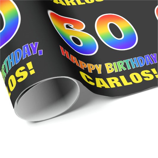 60e verjaardag: Vet, Leuk, Eenvoudig, Regenboog 60 Cadeaupapier (Rol Hoek)