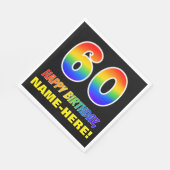60e verjaardag: Vet, Leuk, Eenvoudig, Regenboog 60 Servet (Hoek)