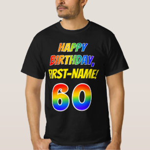 60e verjaardag — Vet, vun, regenboog 60, aangepa T-shirt