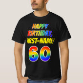 60e verjaardag — Vet, vun, regenboog 60, aangepast T-shirt (Voorkant)