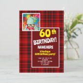 60e verjaardag viering check Plaid Rood Zwart Kaart (Staand voorkant)