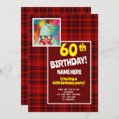 60e verjaardag viering check Plaid Rood Zwart Kaart (Voorkant / Achterkant)