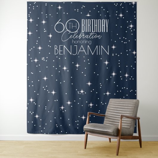 60e verjaardag viering foto achtergrond wandkleed (In situ)