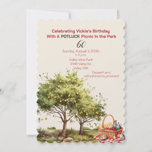 60e verjaardag viering picknick in het park kaart (Voorkant)