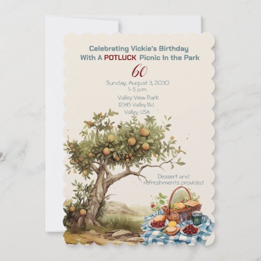 60e verjaardag viering picknick in het park kaart (Voorkant)